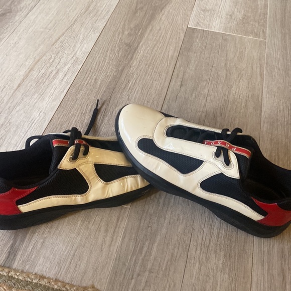 PRADA America's Cup White Leather and Nylon Mesh Sneakers Prada Size 9 1/2 - Picture 7 of 8